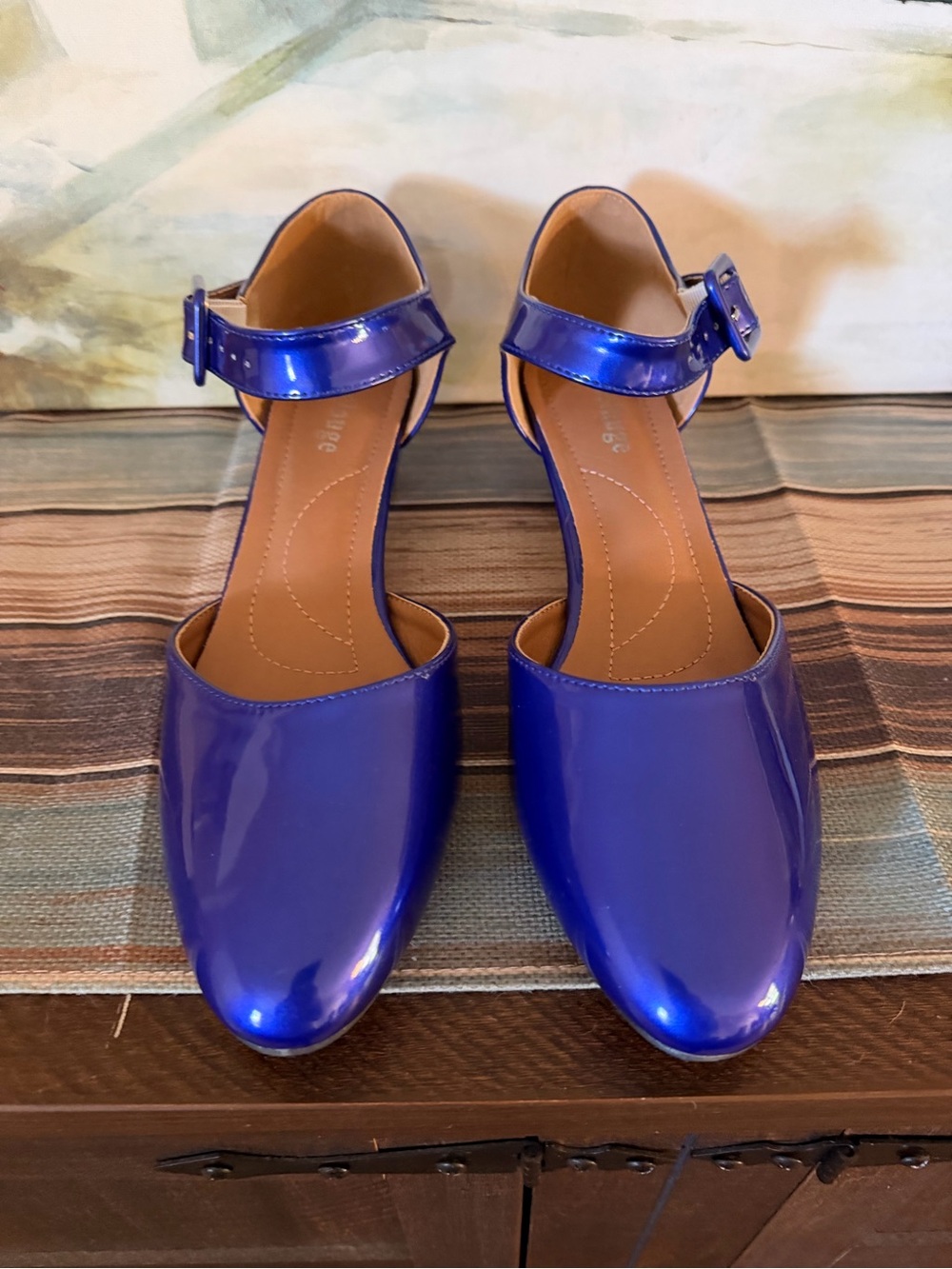 Enelauge Blue Patent Ankle-Strap Sandals size 43 or 11 US